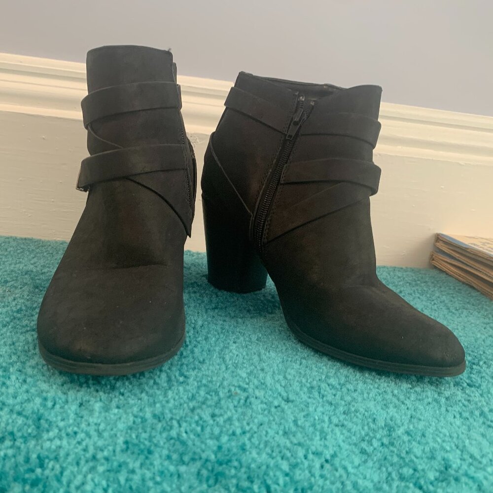 Black Ankle Bootie Block Heels
